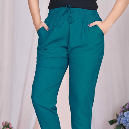 Plus Size Slim Fit Mid-Rise Teal Blue Narrow Pant