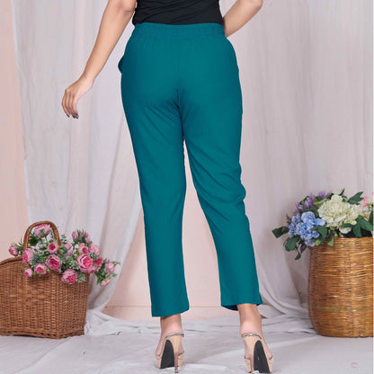 Plus Size Slim Fit Mid-Rise Teal Blue Narrow Pant