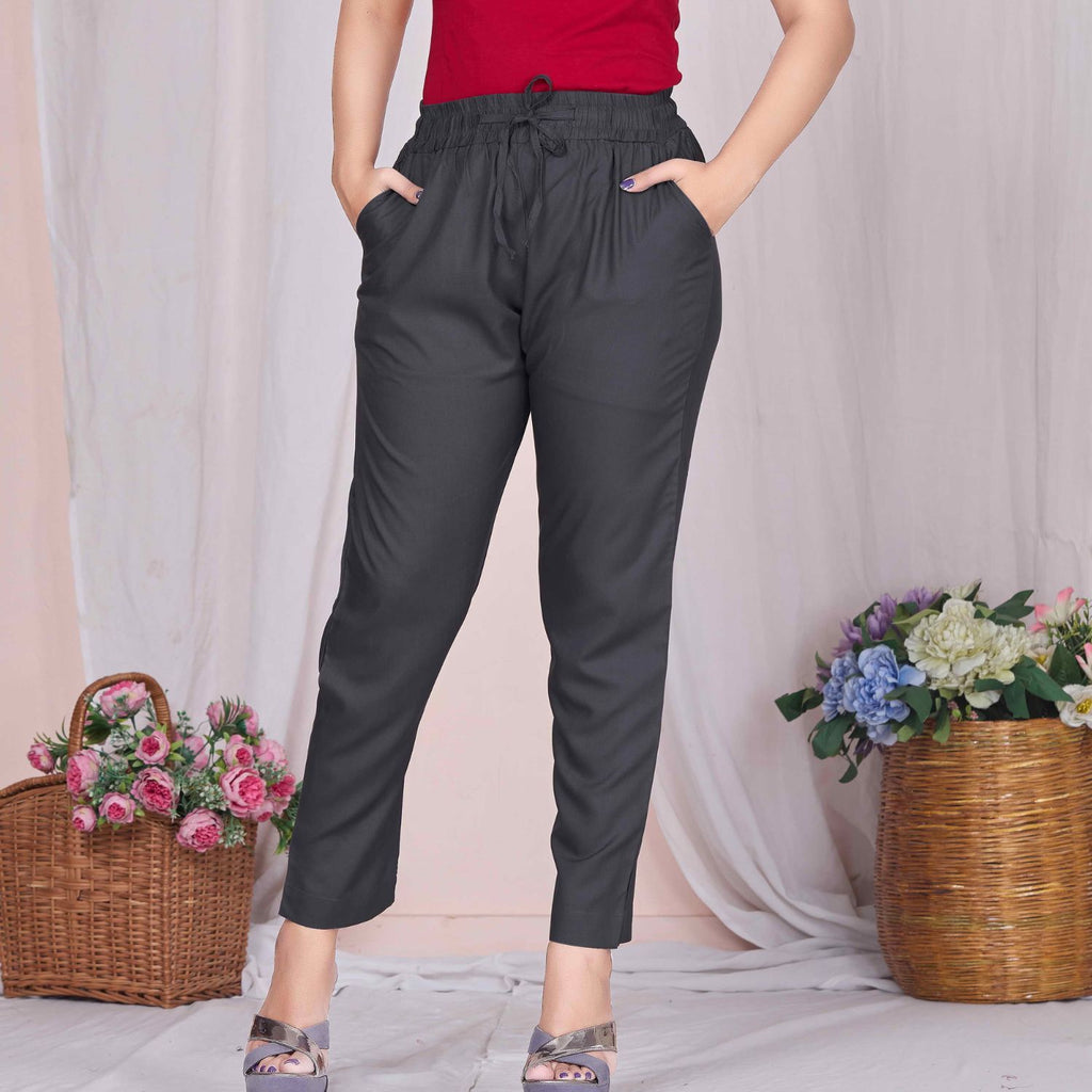 Plus Size Slim Fit Mid-Rise Dark Grey Narrow Pant