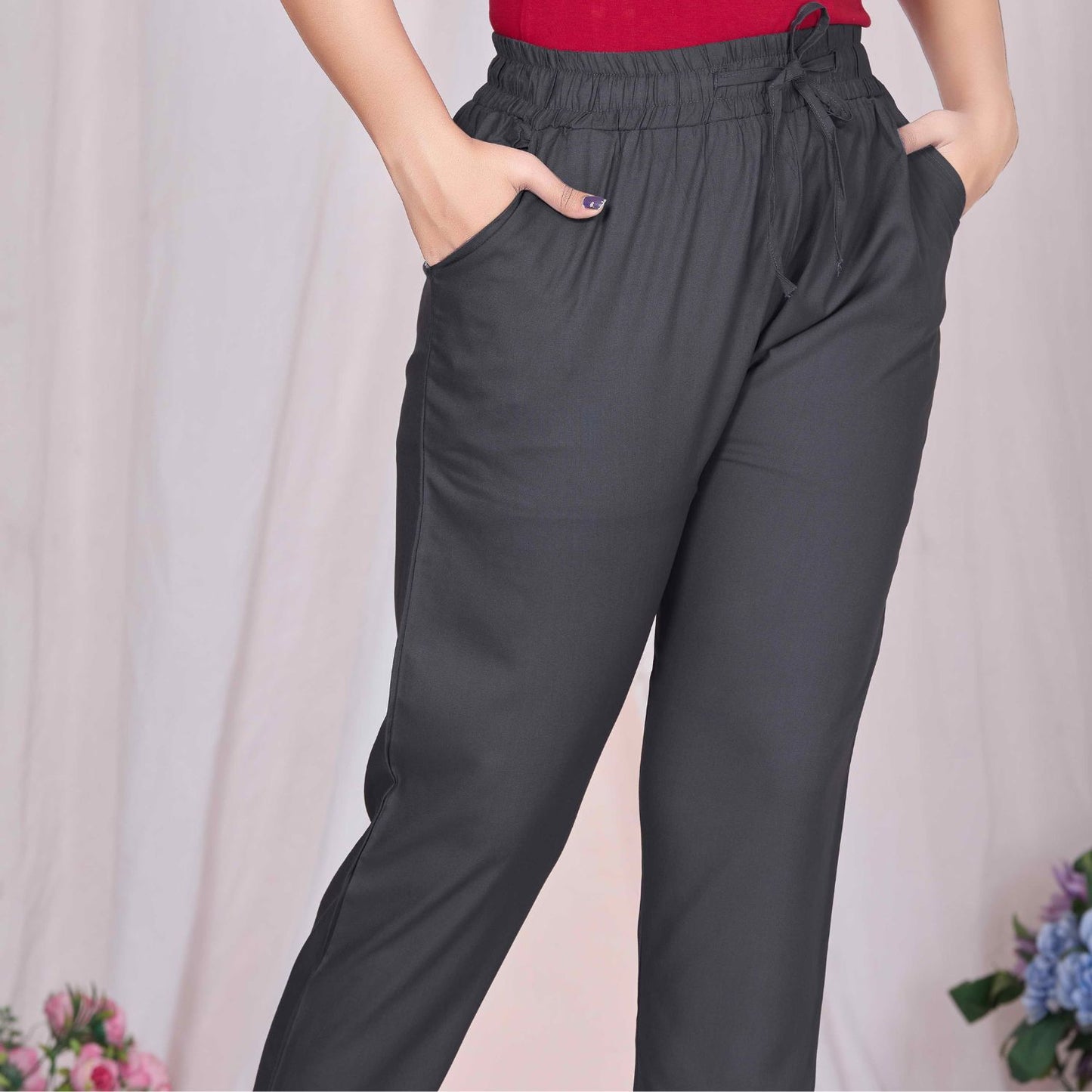Plus Size Slim Fit Mid-Rise Dark Grey Narrow Pant