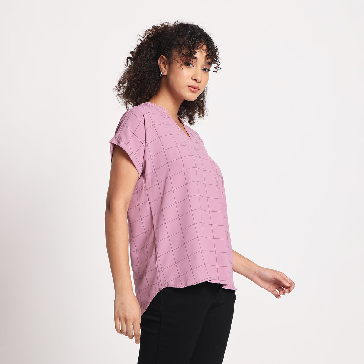 Dusty Mauve Check Tunic