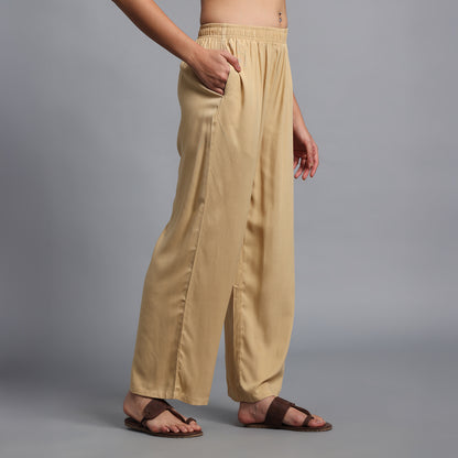 Light Beige Straight Palazzo Pants