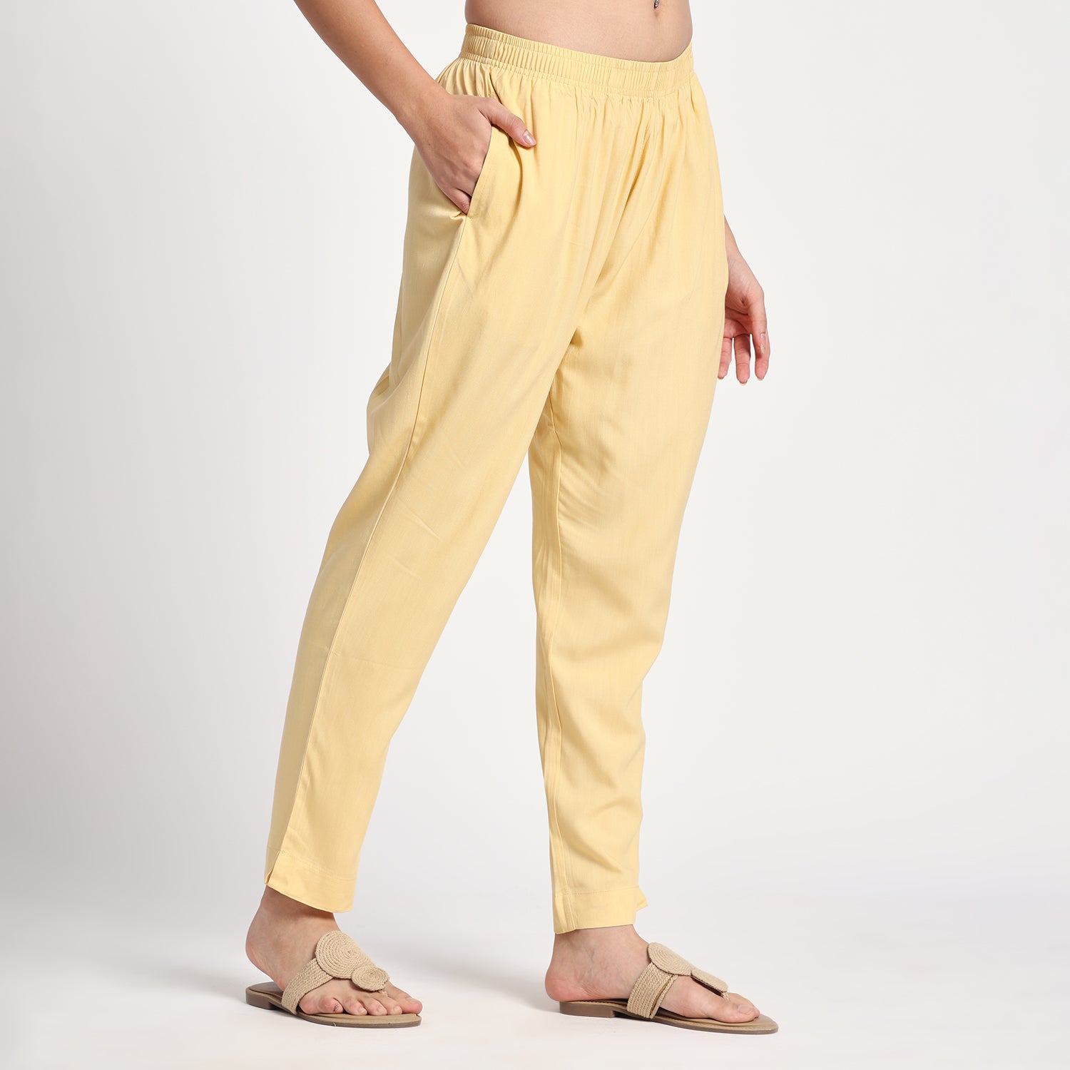 Slim Fit Mid-Rise Beige Narrow Pant