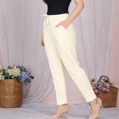 Plus Size Slim Fit Mid-Rise Cream Narrow Pant