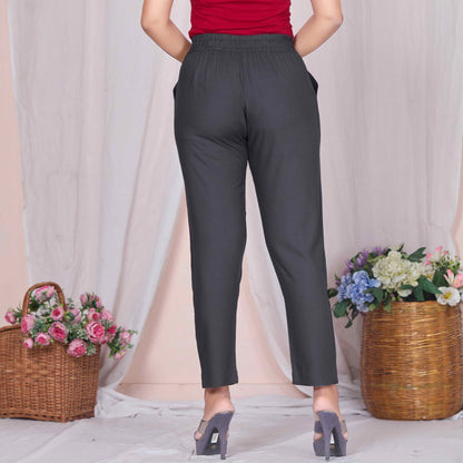 Plus Size Slim Fit Mid-Rise Dark Grey Narrow Pant