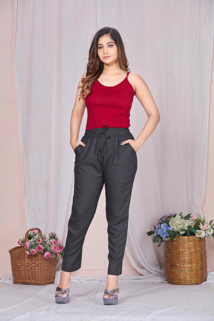 Plus Size Slim Fit Mid-Rise Dark Grey Narrow Pant
