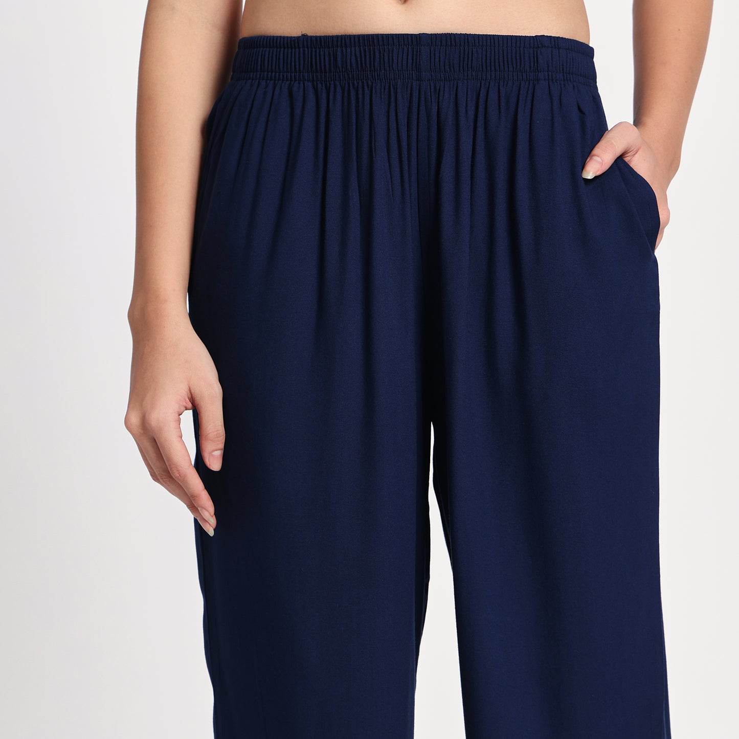 Navy Blue Straight Palazzo Pants