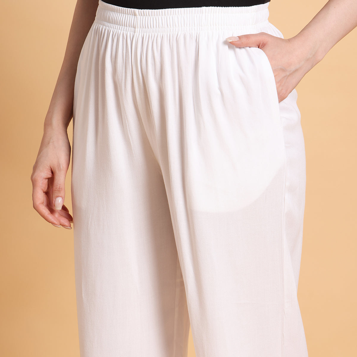 White Straight Palazzo Pants