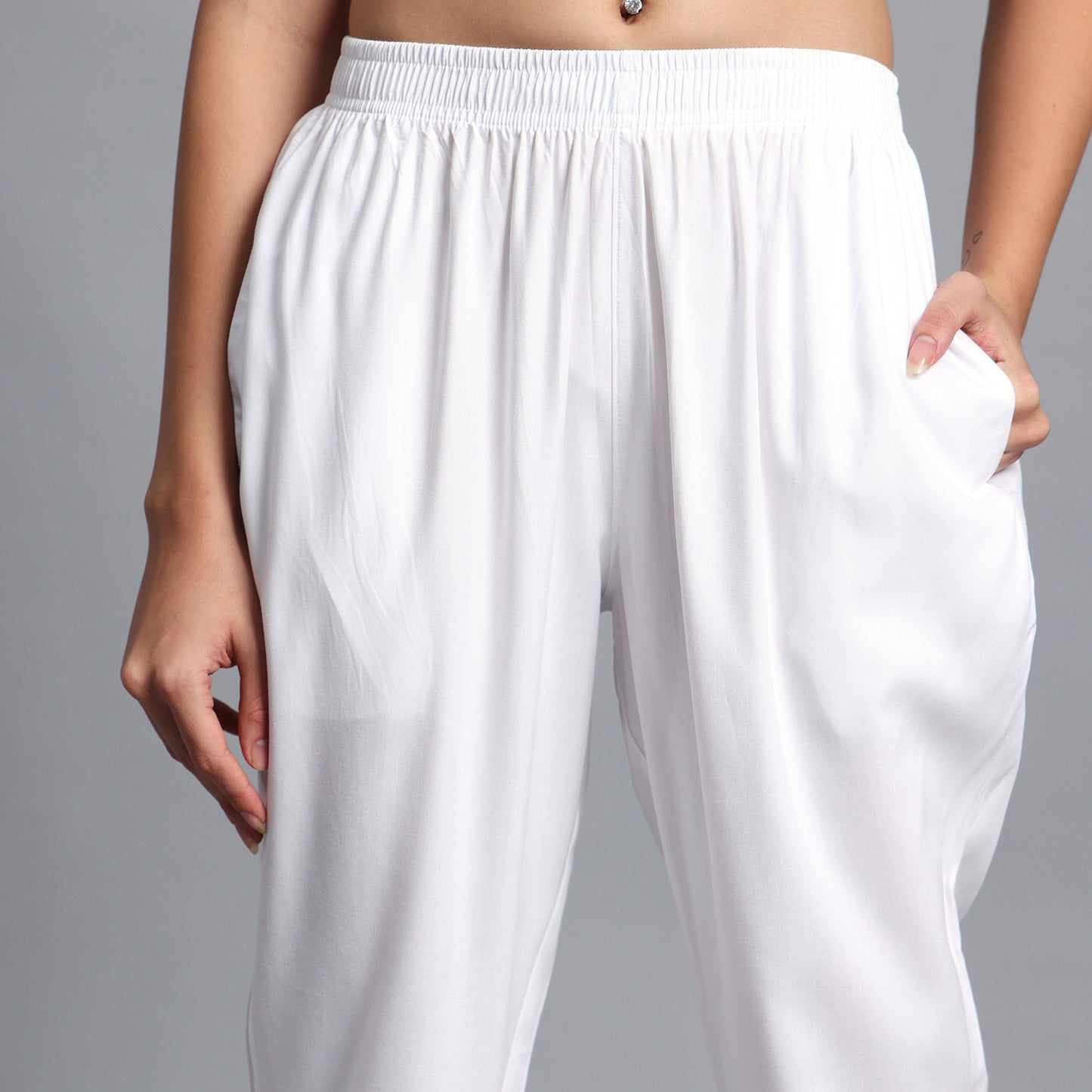 Slim Fit Mid-Rise White Narrow Pant