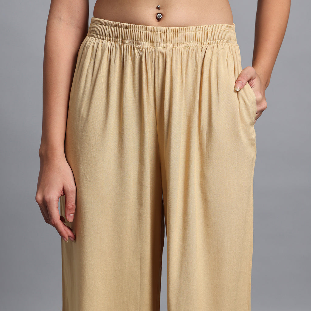 Light Beige Straight Palazzo Pants