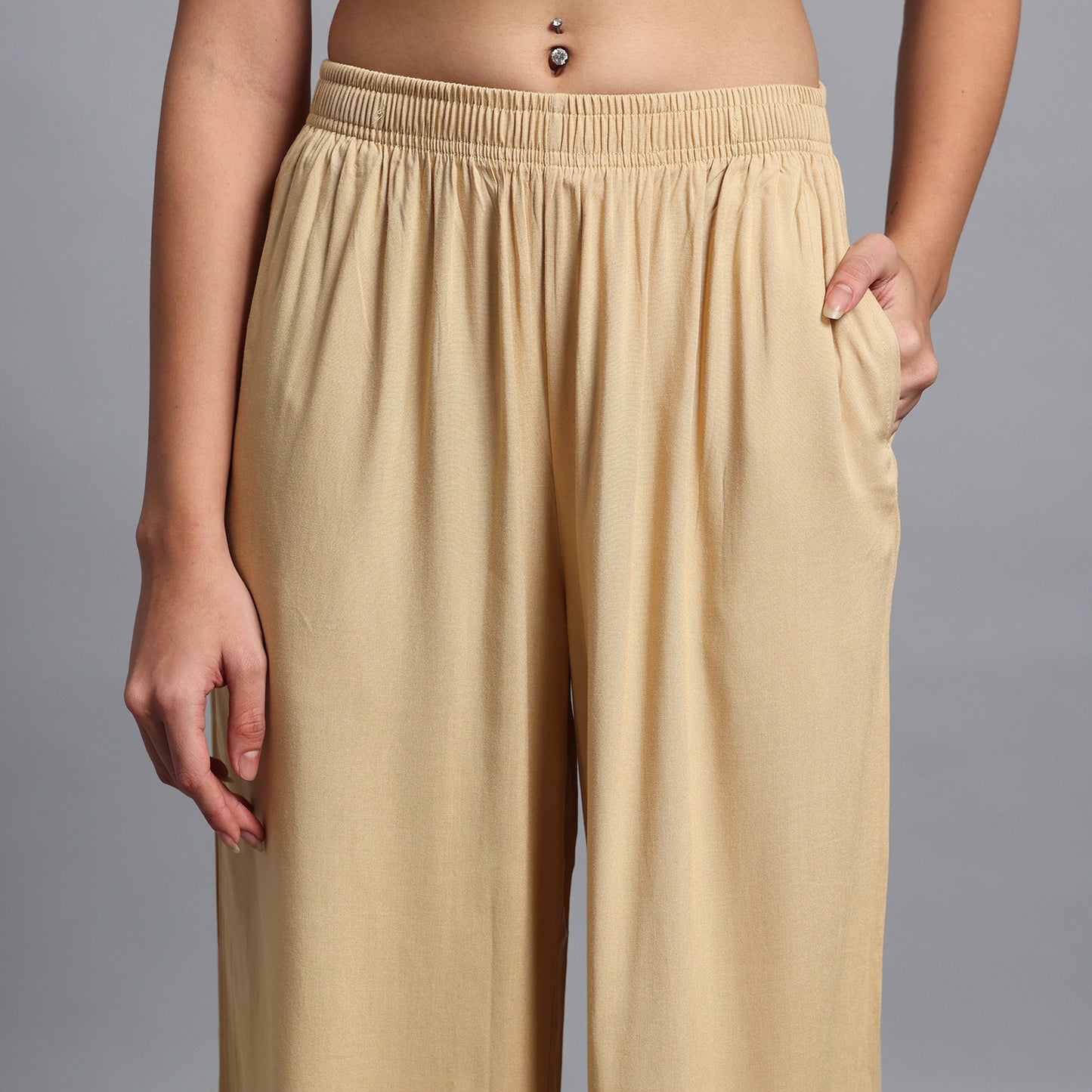 Light Beige Straight Palazzo Pants
