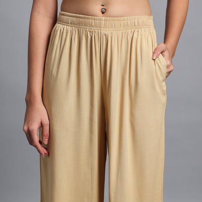 Light Beige Straight Palazzo Pants