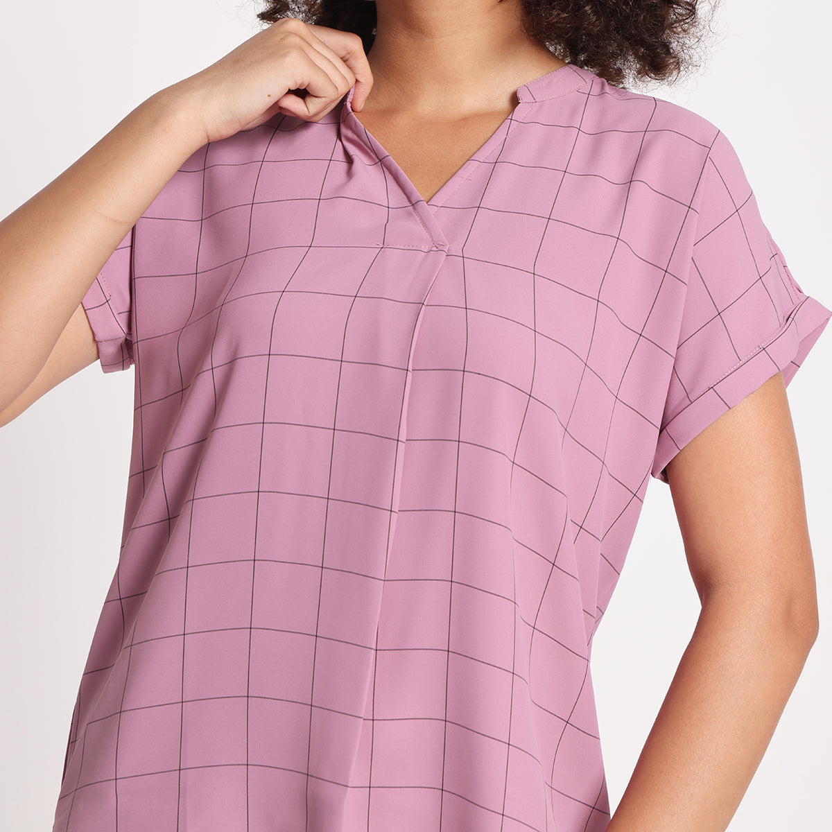 Dusty Mauve Check Tunic