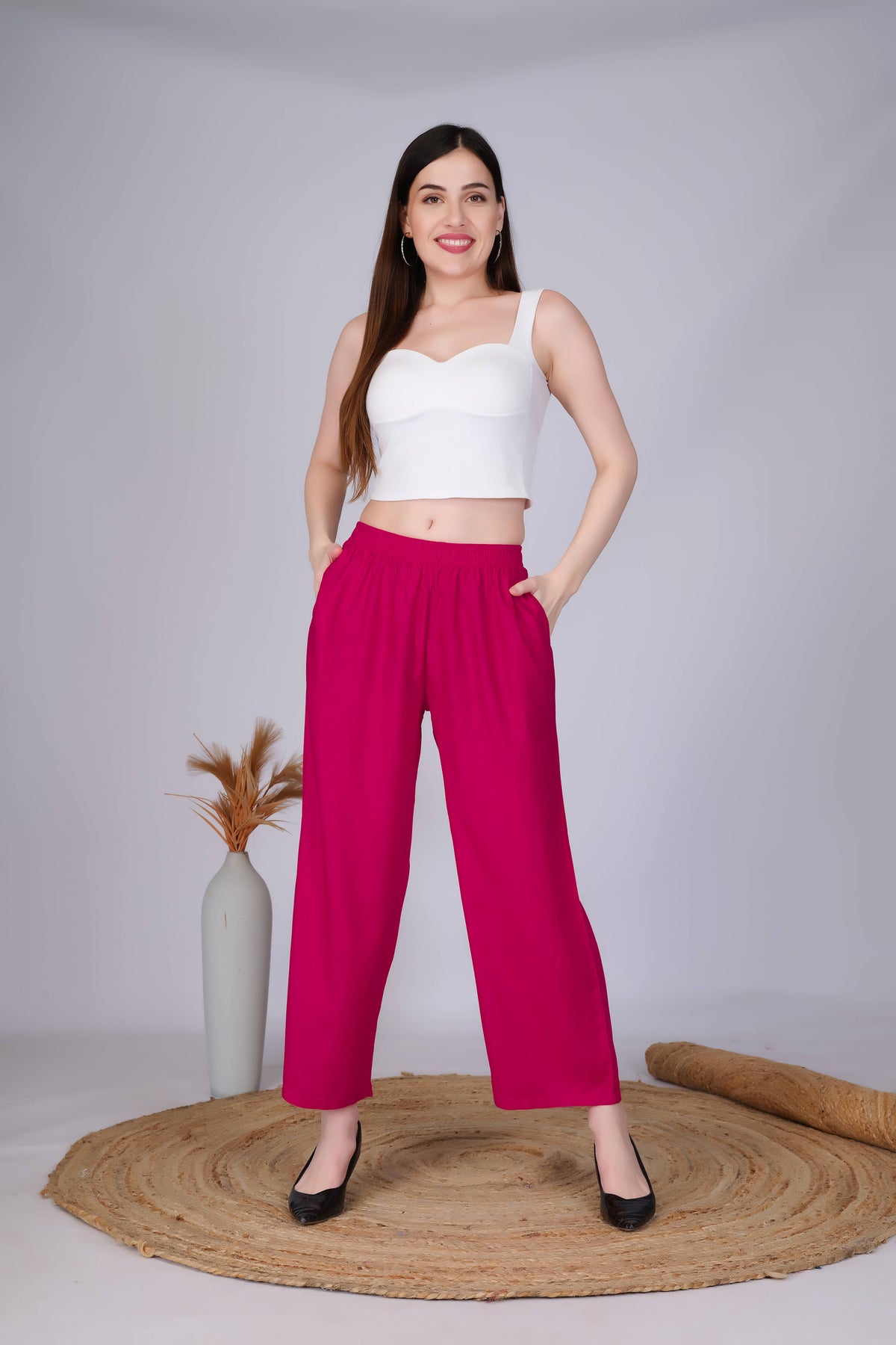 Barbie Pink Straight Palazzo for Women
