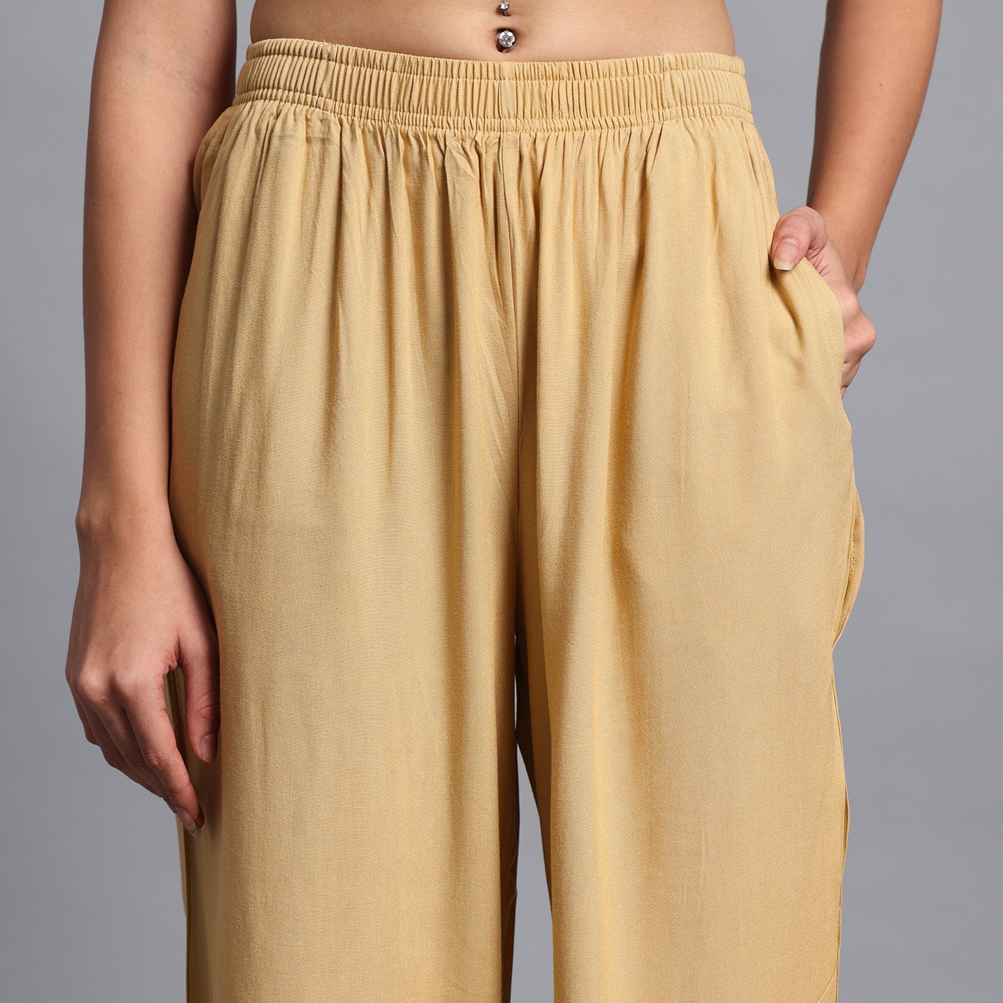 Dark Beige Straight Palazzo Pants