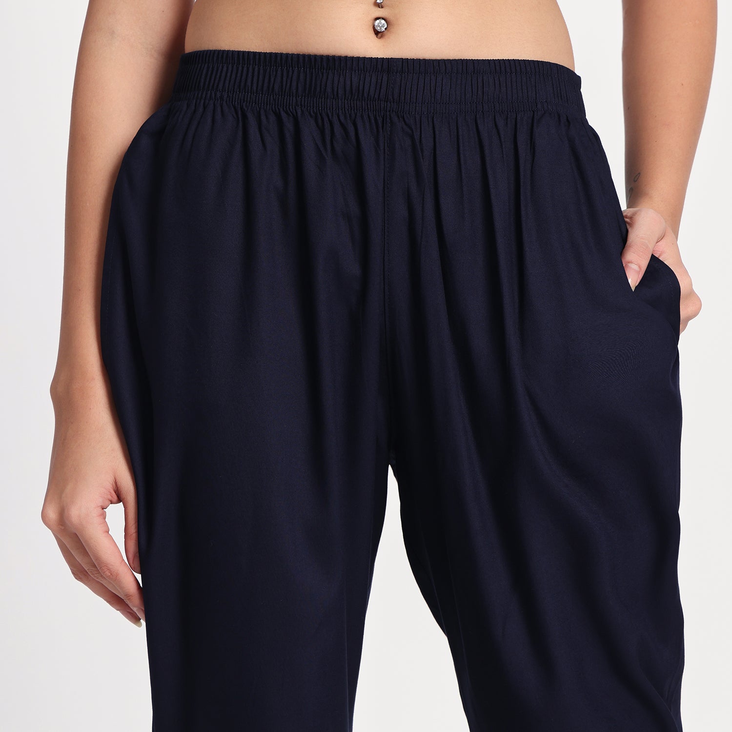Slim Fit Mid-Rise Navy Blue Narrow Pant