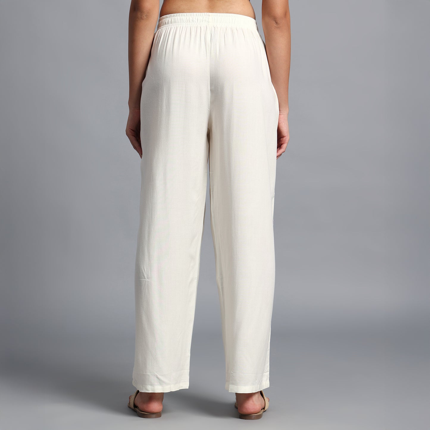 Cream Straight Palazzo Pants