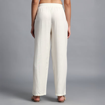 Cream Straight Palazzo Pants