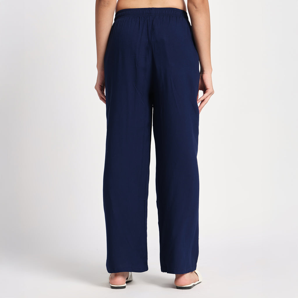 Navy Blue Straight Palazzo Pants