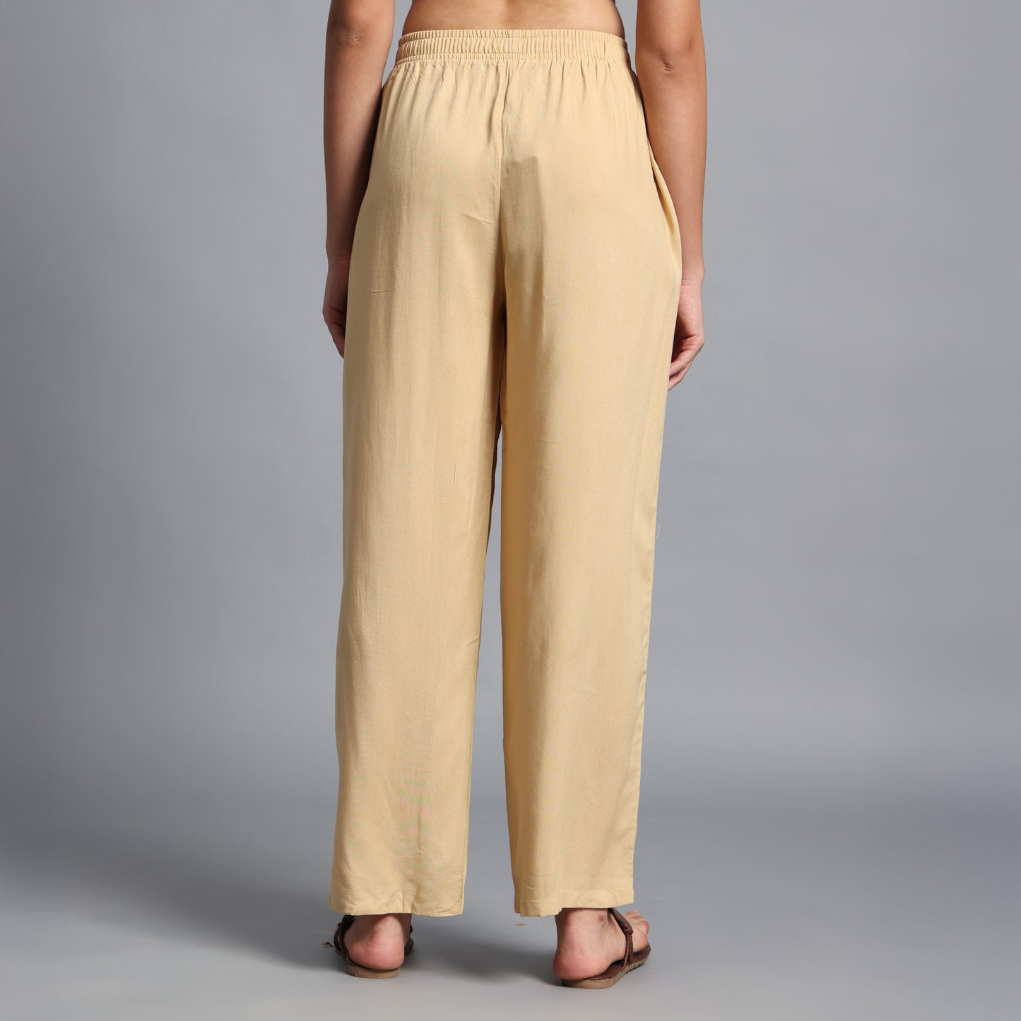 Light Beige Straight Palazzo Pants