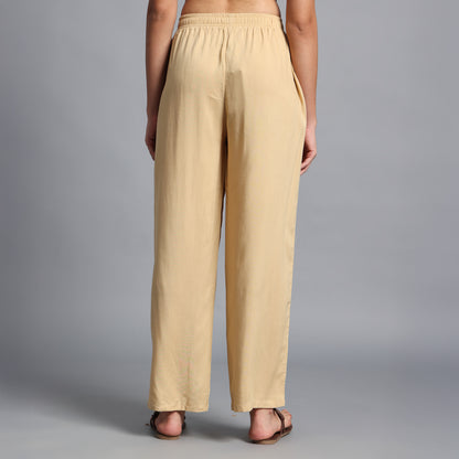 Light Beige Straight Palazzo Pants