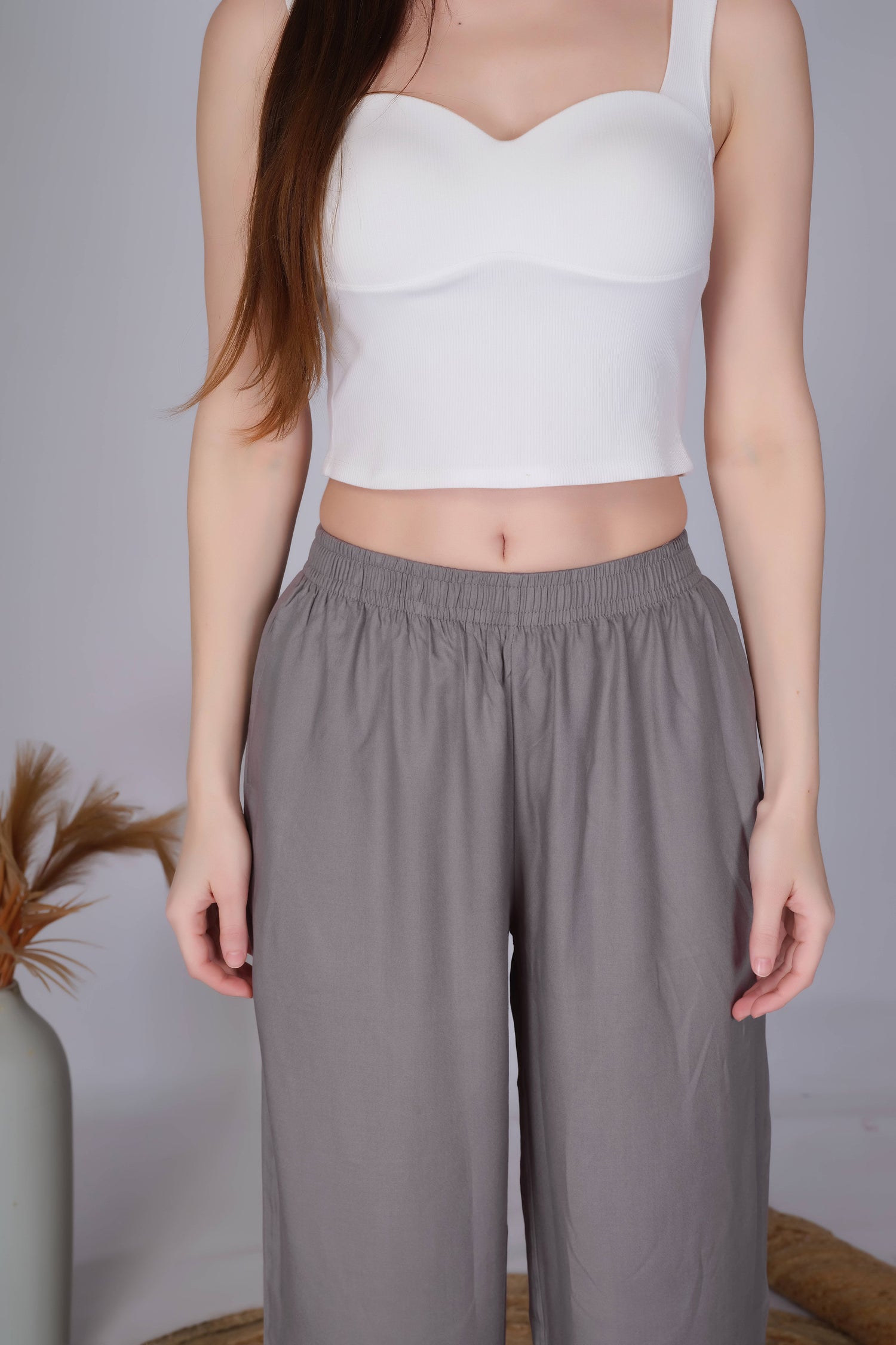 Grey Straight Palazzo Pants