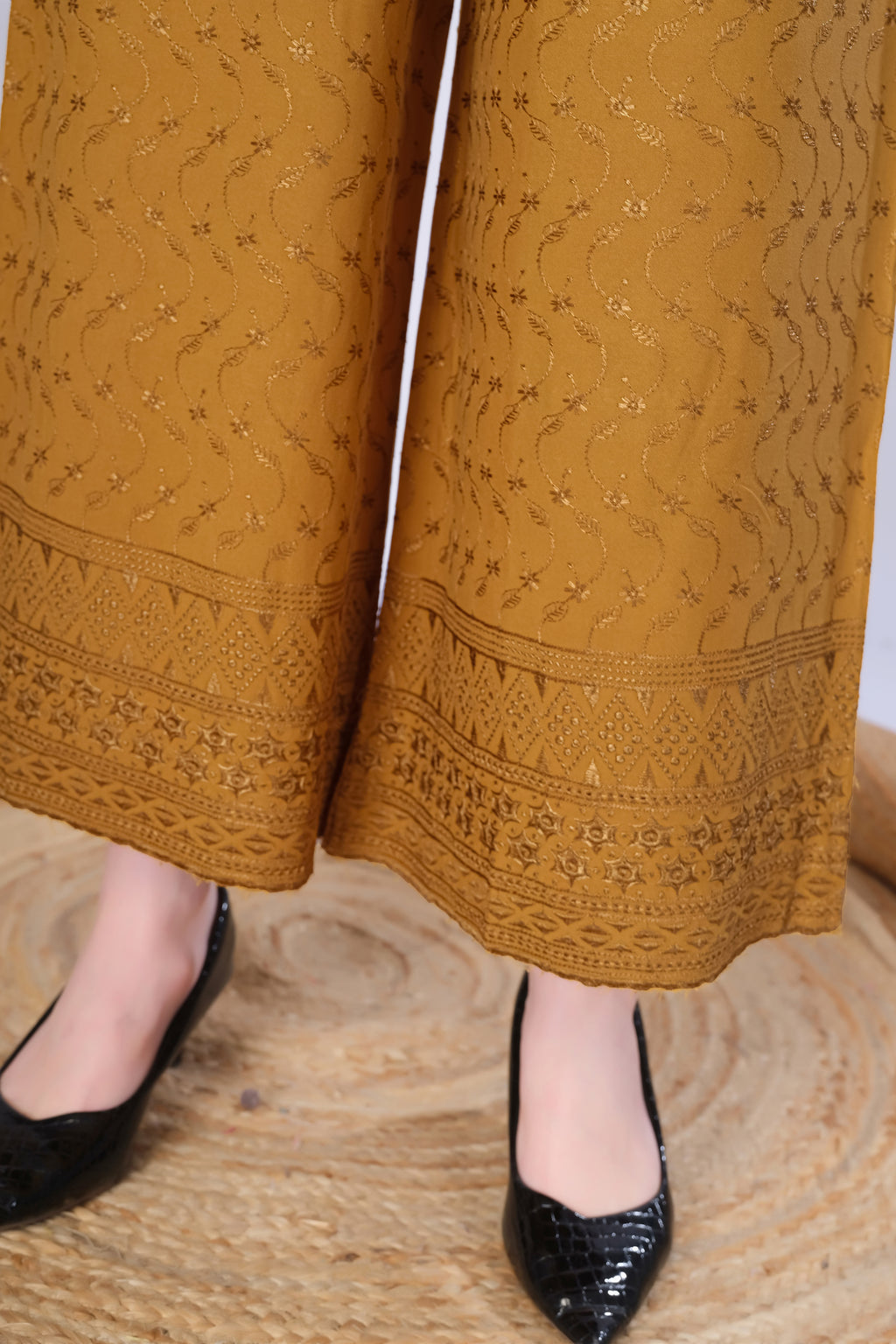 Gold (Embroidered) Palazzo Pant