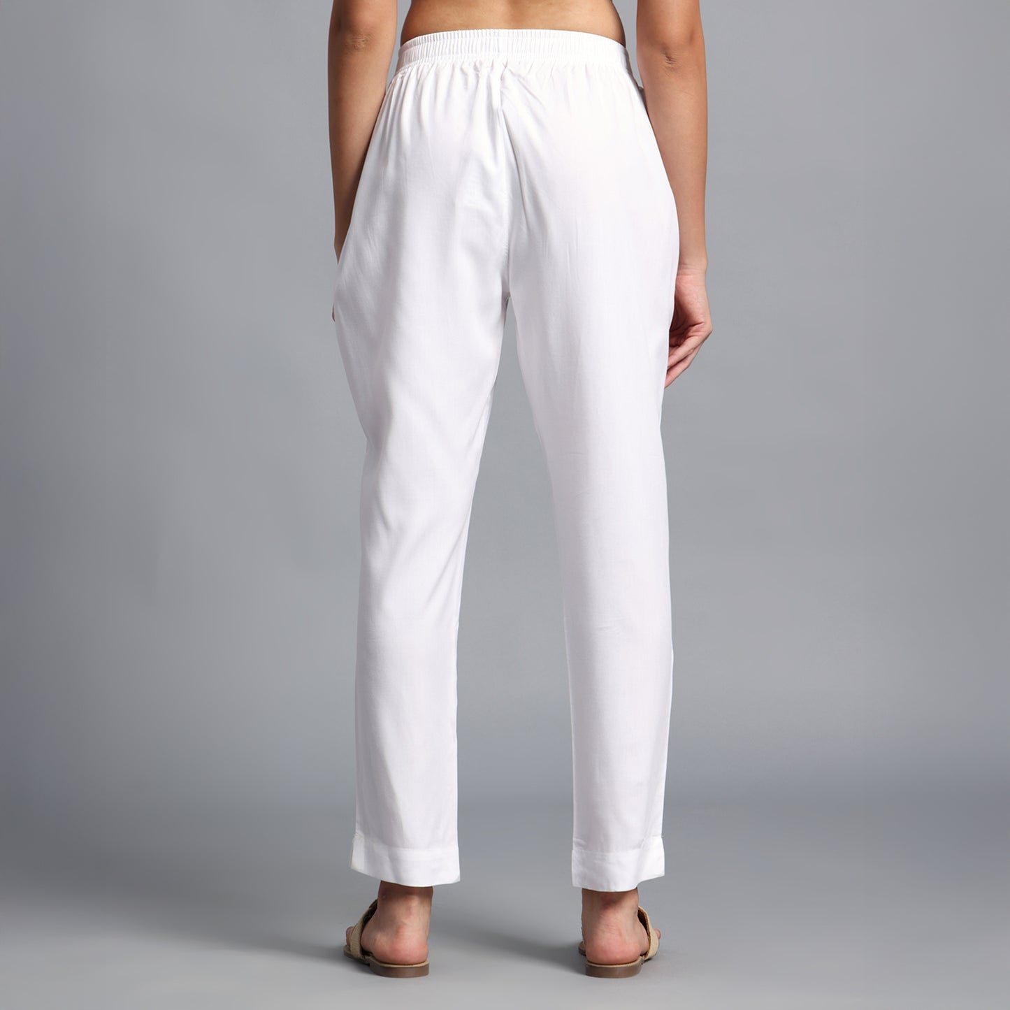 Slim Fit Mid-Rise White Narrow Pant