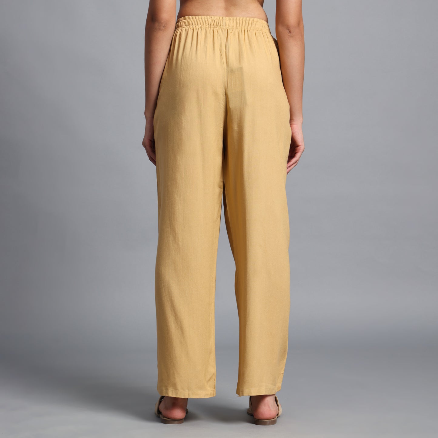 Dark Beige Straight Palazzo Pants