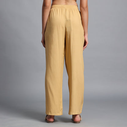 Dark Beige Straight Palazzo Pants
