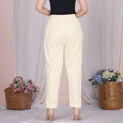 Plus Size Slim Fit Mid-Rise Cream Narrow Pant