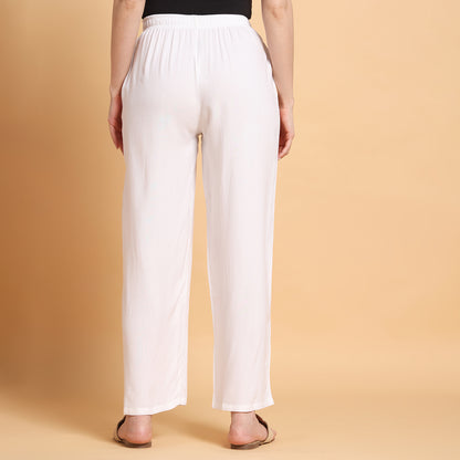 White Straight Palazzo Pants