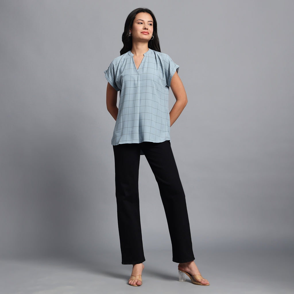 Pastle Blue Check Tunic