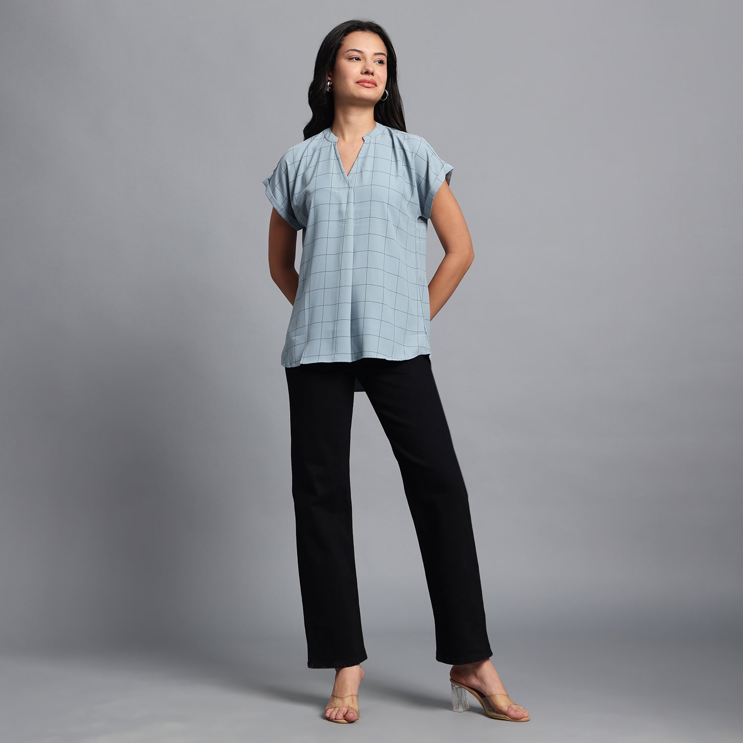 Pastle Blue Check Tunic