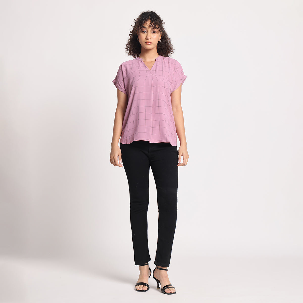 Dusty Mauve Check Tunic