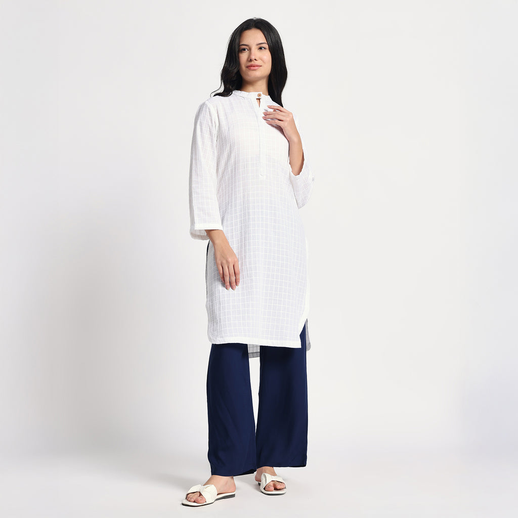 Navy Blue Straight Palazzo Pants