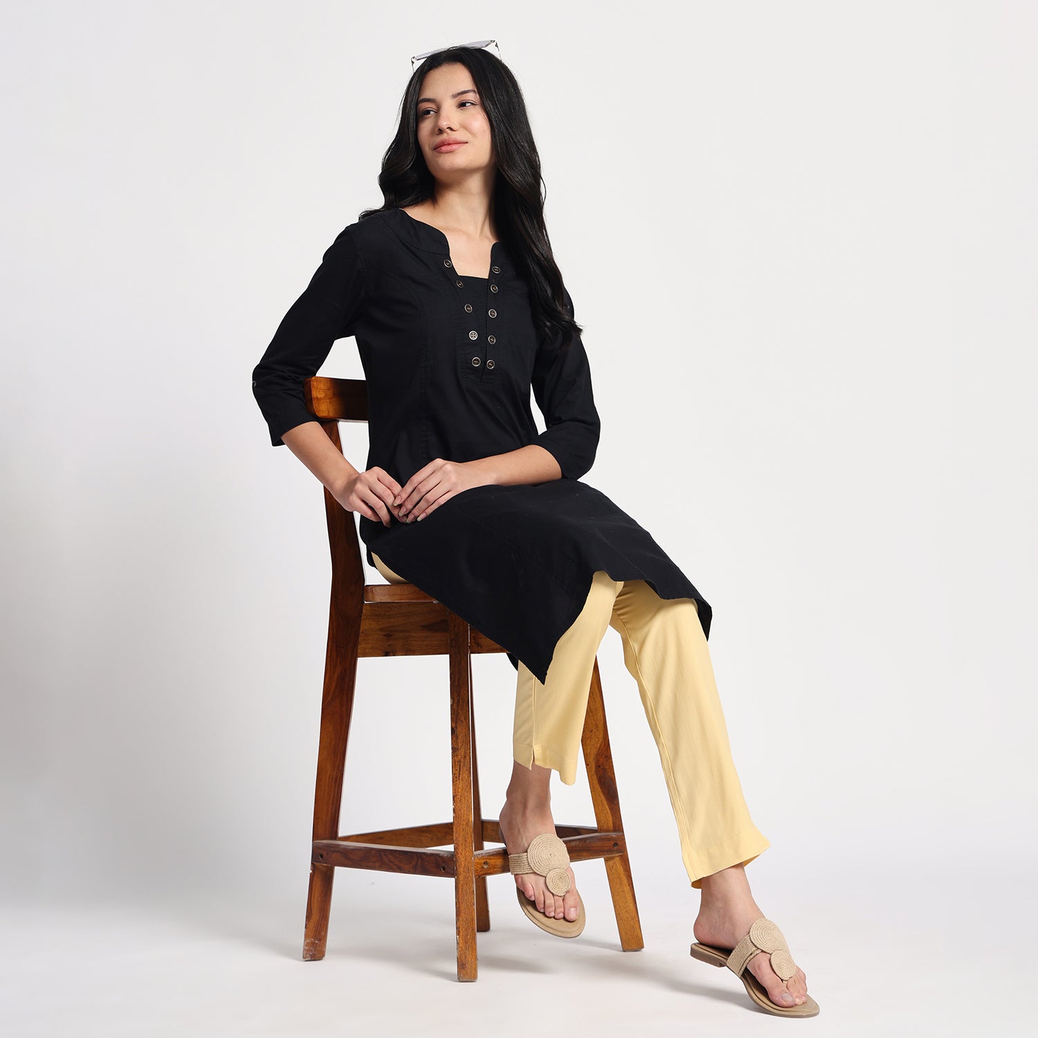 Slim Fit Mid-Rise Beige Narrow Pant