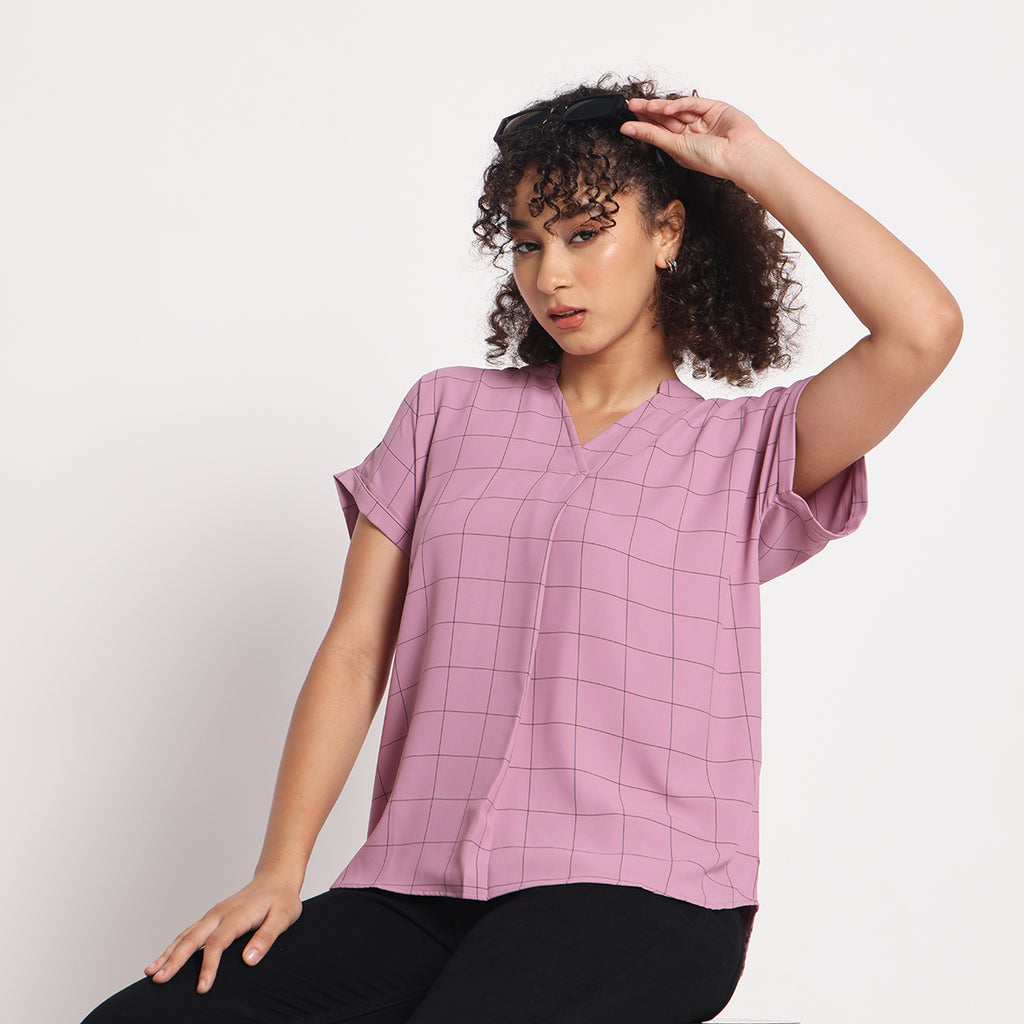 Dusty Mauve Check Tunic