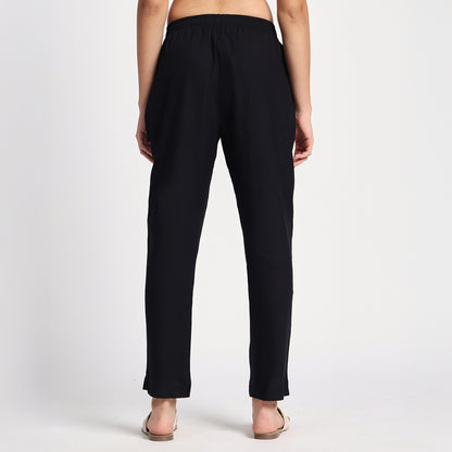 Slim Fit Mid-Rise Black Narrow Pant