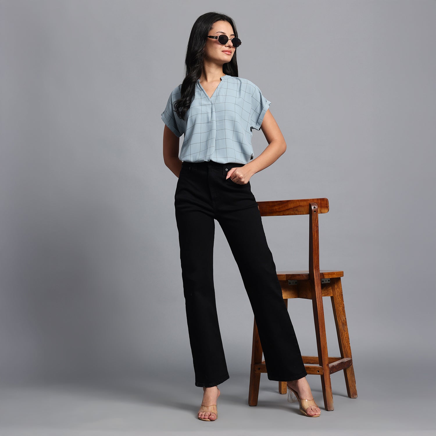 Pastle Blue Check Tunic