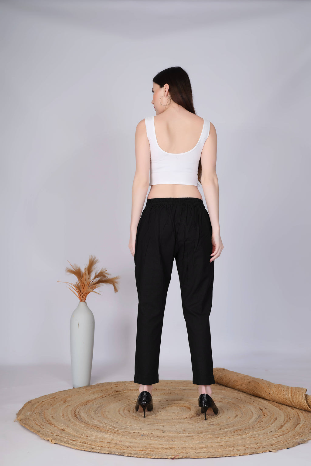 Black Slim Fit Cotton Pants