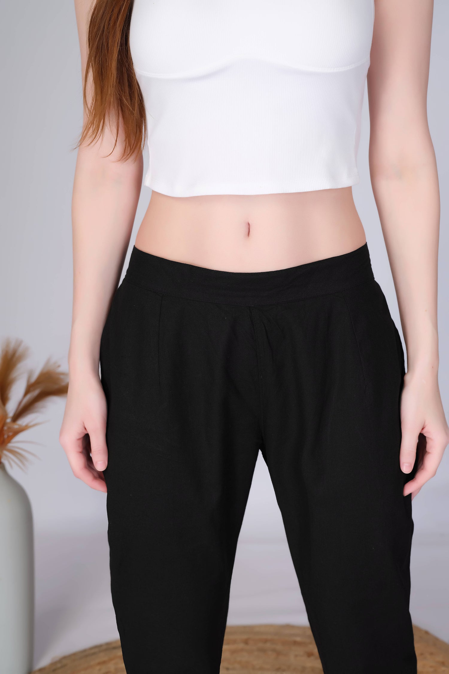 Black Slim Fit Cotton Pants