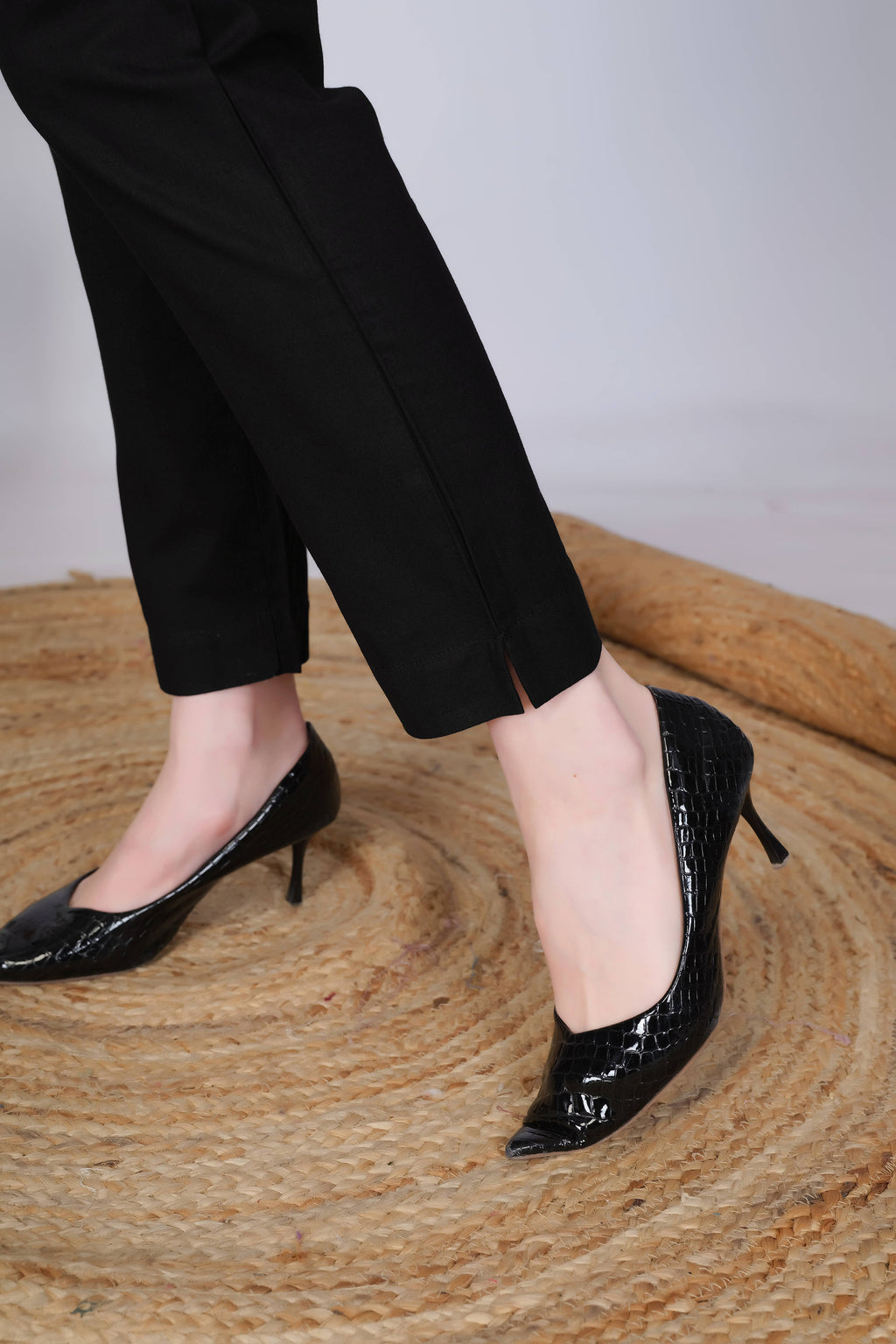 Black Slim Fit Cotton Pants