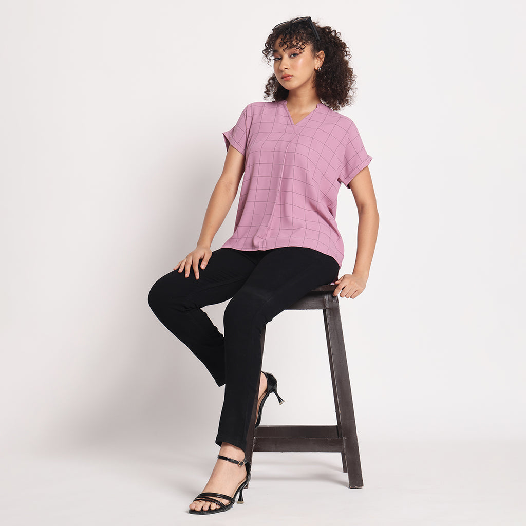 Dusty Mauve Check Tunic