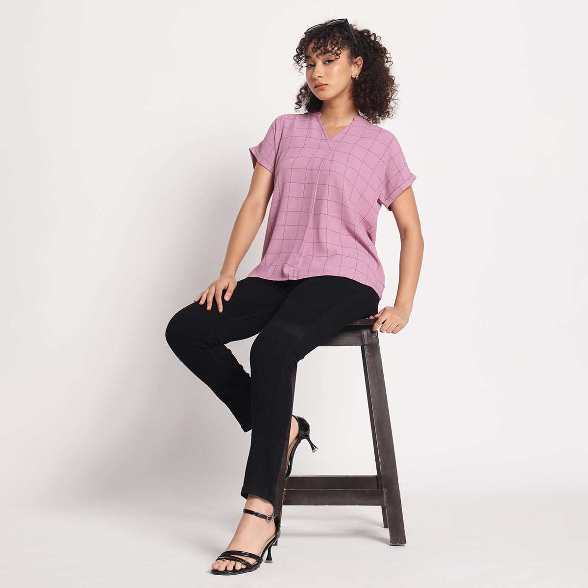 Dusty Mauve Check Tunic
