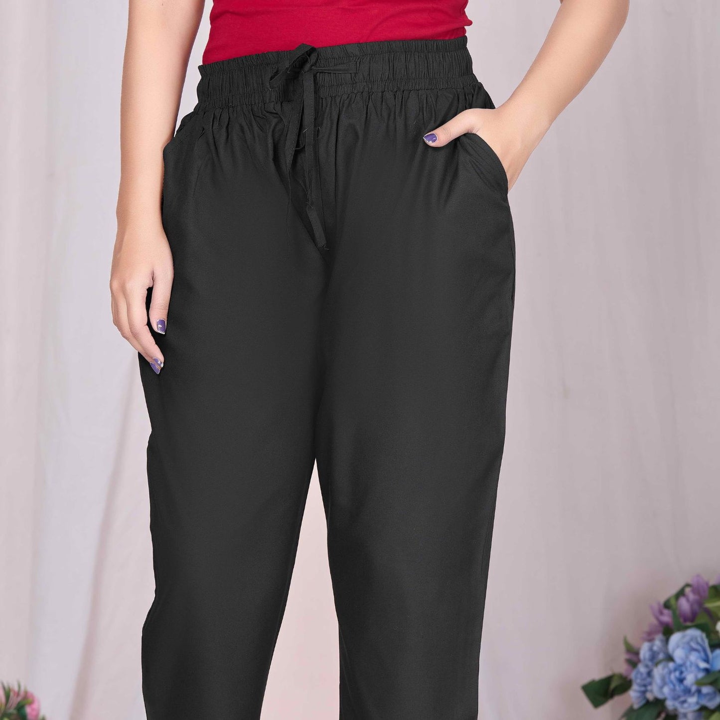 Plus Size Slim Fit Mid-Rise Black Narrow Pant