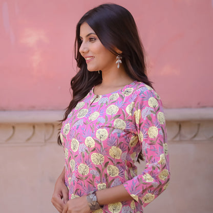 Baby Pink Floral Print Tunic