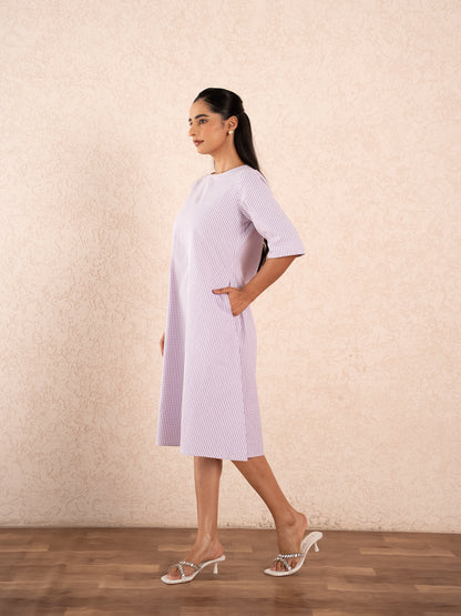 Lavender checks Midi Dress