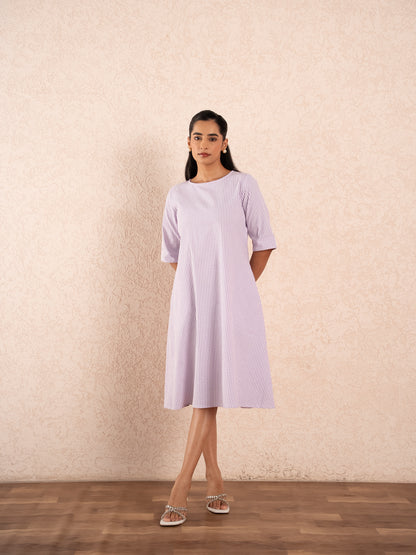 Lavender checks Midi Dress