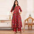Red Floral Printed Cotton Co-ord Set